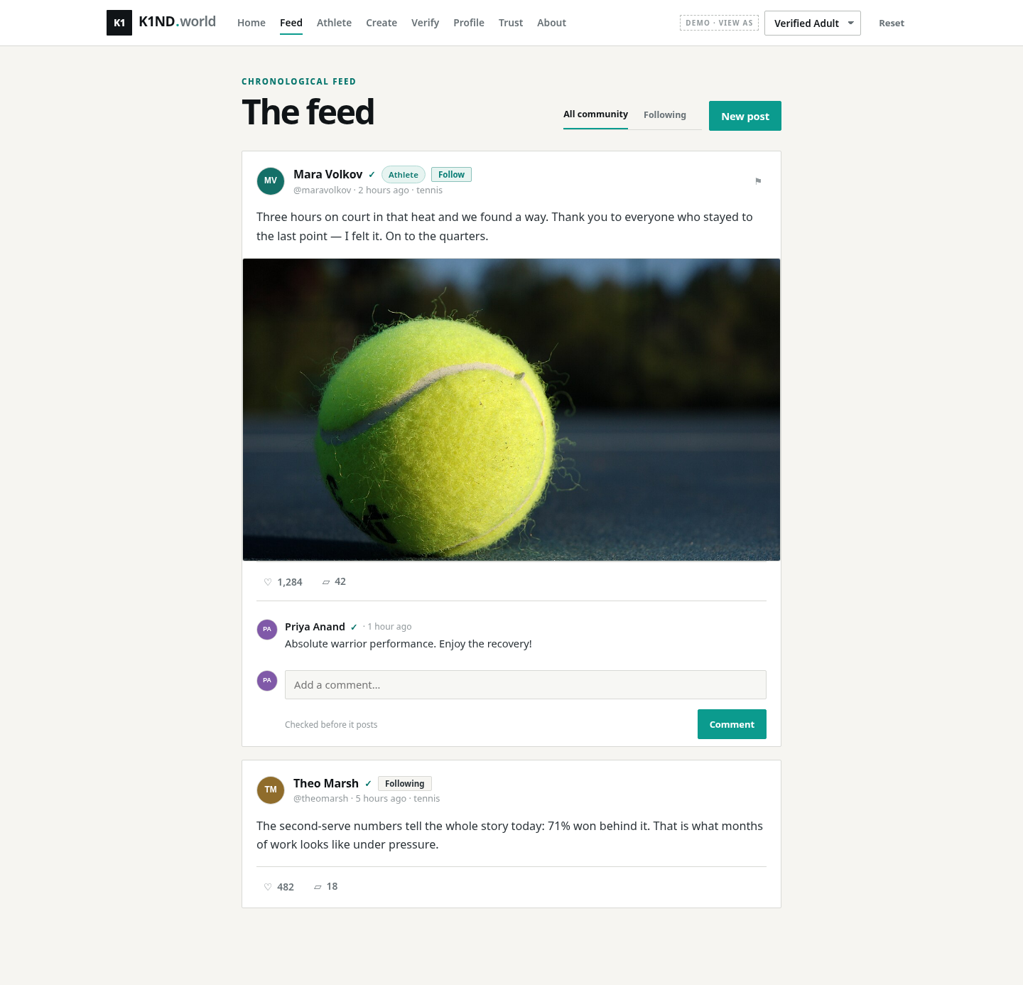 K1ND.world community feed